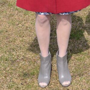 Silver Cole Haan Zip-Up Open-Toe Snake Embossed "Lundy" Ankle Boots